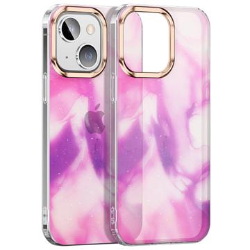 Watercolor Glitter iPhone 14 Plus Hybrid-deksel - Lys Lilla