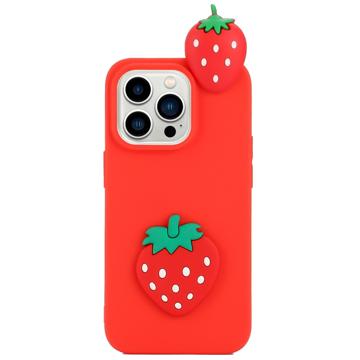 Bilde av 3d Cartoon Iphone 14 Pro Tpu-deksel - Jordbær