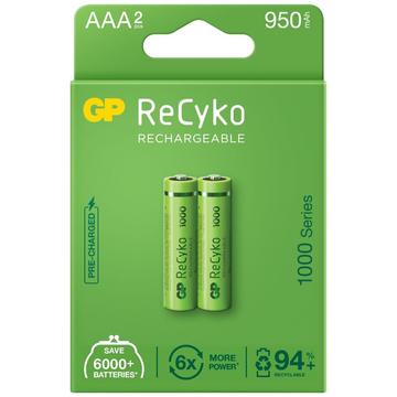 GP ReCyko 1000 oppladbare AAA-batterier 950mAh - 2 stk.