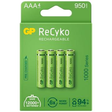 GP ReCyko 1000 oppladbare AAA-batterier 950mAh - 4 stk.