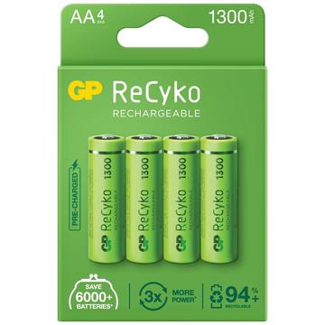GP ReCyko 1300 Oppladbare AA-batterier 1300mAh - 4 stk.