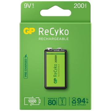 GP ReCyko oppladbart 6F22/9V-batteri 200mAh