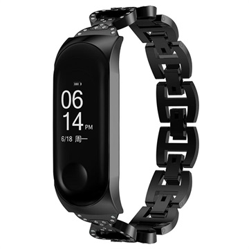 Xiaomi Mi Band 5/6 Glam Rustfritt Stål Belte - Svart