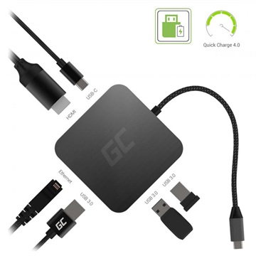 Bilde av Green Cell 6-i-1 Usb-c Hub Adapter - Qc 4.0, Pd, Samsung Dex, 4k