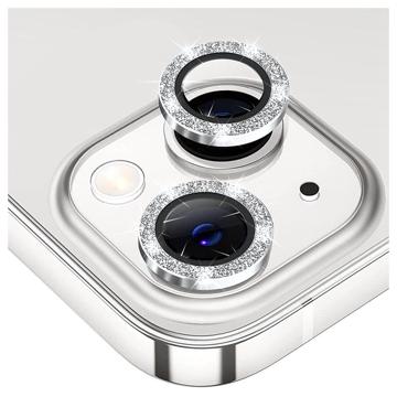 Hat Prince Glitter iPhone 14/14 Plus Kamera Linse Beskyttelse - Sølv