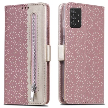 Bilde av Lace Pattern Samsung Galaxy A52 5g, Galaxy A52s Lommebok-deksel - Rosa