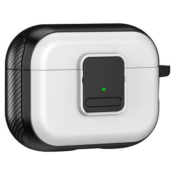 Magnetisk etui til Apple AirPods Pro, TPU-deksel til Bluetooth-øretelefoner i spennedesign med karabinkrok - svart+hvit