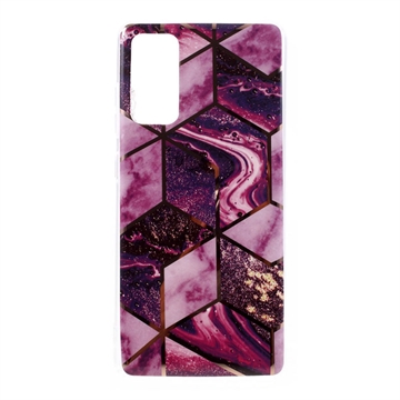 Samsung Galaxy S20 FE 5G Marble Pattern Electroplated IMD Deksel - Lilla