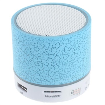 Mini Bluetooth-høyttaler med Mikrofon & LED-lys A9 - Cracked Blå