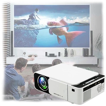 Mini Bærbar Full HD LED Projektor T5 (Åpen Emballasje - Tilfredsstillende) - Hvit