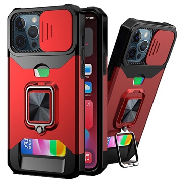 Bilde av Multifunksjonell 4-i-1 Iphone 13 Pro Max Hybrid-deksel - Rød