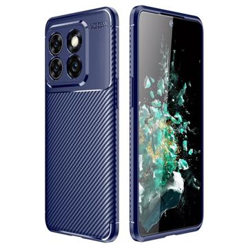 OnePlus 10T/Ace Pro Børstet TPU-deksel - Karbonfiber - Blå