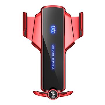 P9 Electric Locking Car Air Outlet Telefonholder 15W Trådløs lader Universell mobiltelefonholder - Rød