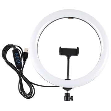 PULUZ 11.8s 30cm ringlys med dimming for fotografering og videofyllingslys Telefonklips med to moduser - svart