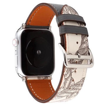 Apple Watch Series 9/7/SE/6/5/4/3/2/1 Pattern Lærrem - 41mm/40mm/38mm - Svart