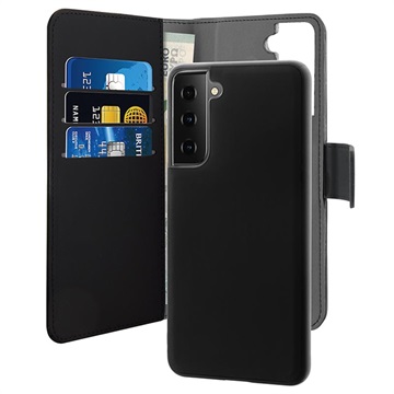 Puro 2-i-1 Samsung Galaxy S21 FE 5G Magnetisk Lommebok-deksel (Åpen Emballasje - Bulk)  - Svart