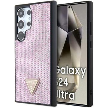 Samsung Galaxy S24 Ultra Guess Rhinestones Triangle Metal Logo Deksel - Rosa