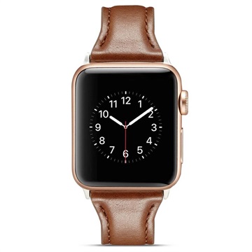 Apple Watch Series Ultra 2/Ultra/9/8/SE (2022)/7/SE/6/5/4/3/2/1 Slim Lærreim - 49mm/45mm/44mm/42mm - Kaffe