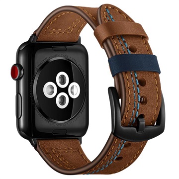 Apple Watch Series 9/8/SE (2022)/7/SE/6/5/4/3/2/1 Stitched Lærrem - 41mm/40mm/38mm - Brun