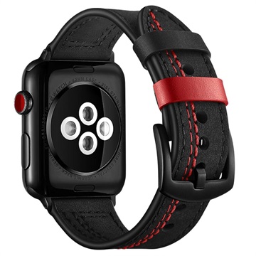 Apple Watch Series Ultra 2/Ultra/9/8/SE (2022)/7/SE/6/5/4/3/2/1 Stitched Lærrem - 49mm/45mm/44mm/42mm - Svart