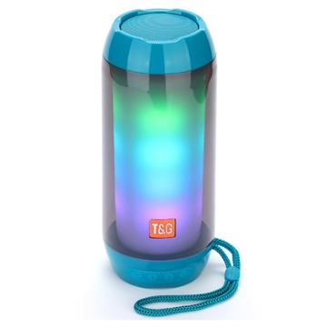 T&G TG643 Bærbar Bluetooth-høyttaler med LED-Lys - Babyblå