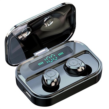 TWS M7S Øretelefoner med LED Ladeboks - IPX7, Bluetooth 5.0 (Åpen Emballasje - Tilfredsstillende) - Svart