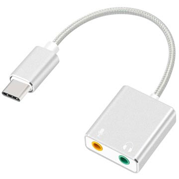 USB-C / AUX Hodetelefoner & Mikrofon Audio-adapter - Sølv