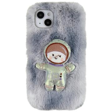 Bilde av 3d Plush Furry Winter Iphone 14 Plus Tpu-deksel - Grå Spaceman