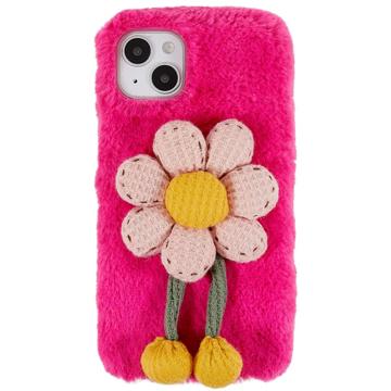 Bilde av 3d Plush Furry Winter Iphone 14 Plus Tpu-deksel - Sterkrosa Blomste