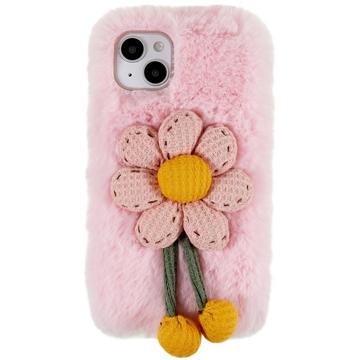 Winter Furry Phone Case for iPhone 14 Plus, anti-ripe deksel Beskyttende skall med 3D plysjdukke