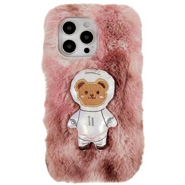 Bilde av 3d Plush Furry Winter Iphone 14 Pro Tpu-deksel - Brun Bear