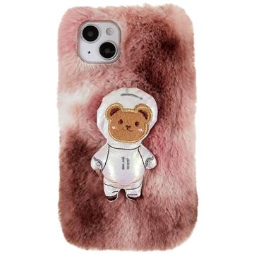 Bilde av 3d Plush Furry Winter Iphone 14 Tpu-deksel - Brun Bear