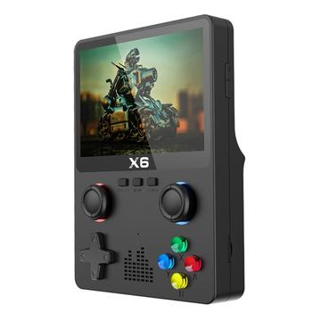X6 HD håndholdt spillkonsoll med 3,5-tommers skjerm og innebygd videospillmaskin med to styrespaker - svart