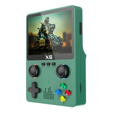 X6 HD håndholdt spillkonsoll med 3,5-tommers skjerm og innebygd videospillmaskin med dobbel joystick - grønn