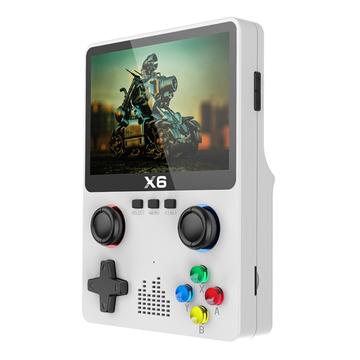 X6 HD håndholdt spillkonsoll med 3,5-tommers skjerm og innebygd videospillmaskin med dobbel joystick - hvit