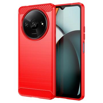 Xiaomi Redmi A3 Børstet TPU Deksel - Karbonfiber - Rød