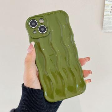 iPhone 14 3D Linear Wavy-etui i 3D - grønn