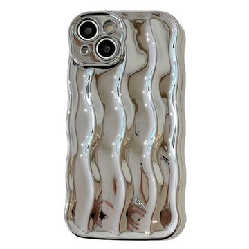 iPhone 14 3D Linear Wavy-etui i 3D - sølv