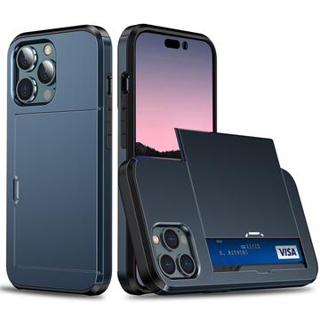 Bilde av Iphone 14 Pro Hybrid-deksel Med Skyvekortspor - Mørkeblå