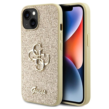 Bilde av Iphone 15 Guess Fixed Glitter 4g Metal Logo Deksel - Gull