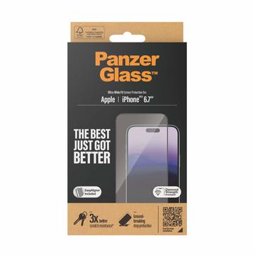 iPhone 15 Plus PanzerGlass Ultra-Wide Fit EasyAligner Skjermbeskytter (Åpen Emballasje - Tilfredsstillende) - Svart Kant