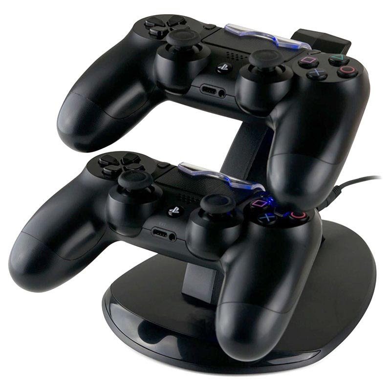 Dobbel ladestasjon til PlayStation 4 spillkontrollene