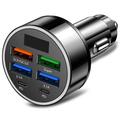 100W 6-Port Fast Car Charger PD/QC3.0 - 2x USB-C, 4x USB-A - Black