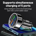 100W 6-Port Fast Car Charger PD/QC3.0 - 2x USB-C, 4x USB-A - Black