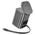100W GaN-ladestasjon for skrivebordet med 25W trådløs lading, 2 USB-C-kabler - svart
