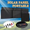100W bærbart 3-foldig solcellepanel og lader for camping og fotturer - IP65 - svart