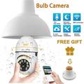 1080p WiFi PTZ-overvåkningskamera med E27-lampeholder og nattesyn - hvit