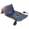 10W sammenleggbar USB-solcellelader/powerbank med 4 paneler - kamuflasje