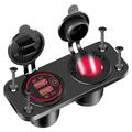 12V/24V USB-lader med to QC 3.0-porter og sigarettenneruttak for bil, båt og bobil - rød