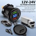 12V/24V USB-ladekontakt med spenningsvisning for bil, båt, motorsykkel og lastebil